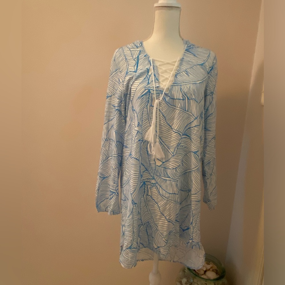 Charlie Holiday hooded long sleeve bathing suit coverup/dress size small beachy
